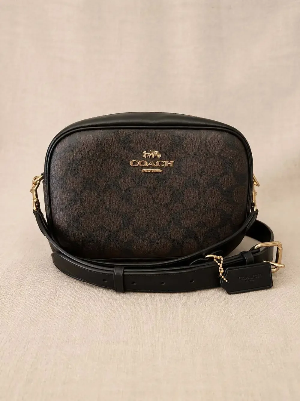 Coach Jamie Camera Bag In Signature Canvas Brown Black CA547